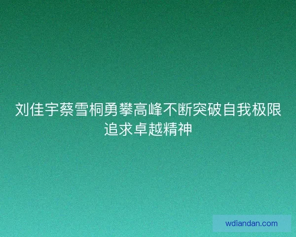 刘佳宇蔡雪桐勇攀高峰不断突破自我极限追求卓越精神