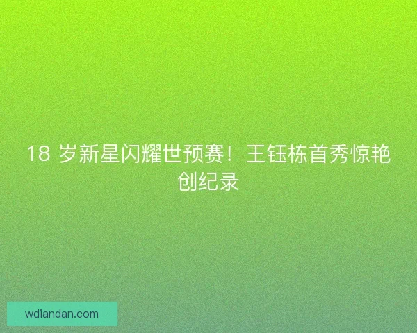 18 岁新星闪耀世预赛！王钰栋首秀惊艳创纪录